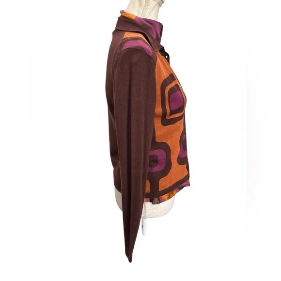 D. Terrell Silk Blend Twinset Geometric Retro Cardigan & Sleeveless Blouse Small - Picture 12 of 16